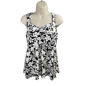 Lands' End Tankini Women Size Large Floral Peplum Padded‎ Beach Resort Vacation